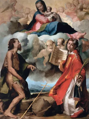 Virgin in Glory Flanked by Sts John the Baptist and Stephen by Oil Painting Reproduction