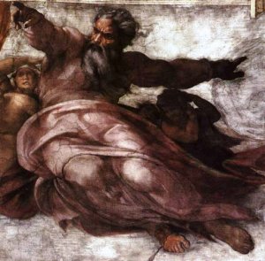 Main Product Photo of Creation of the Sun and Moon Painting by Michelangelo