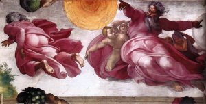 Main Product Photo of Creation of the Sun, Moon, and Plants Painting by Michelangelo