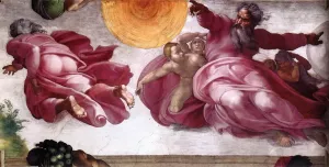 Creation of the Sun, Moon, and Plants by Michelangelo Oil Painting Reproduction