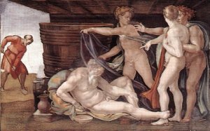 Main Product Photo of Drunkenness of Noah Painting by Michelangelo