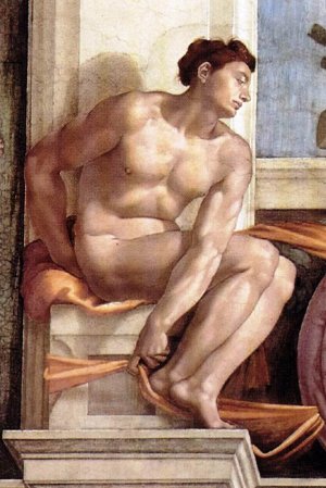 Main Product Photo of Ignudo 11 Painting by Michelangelo