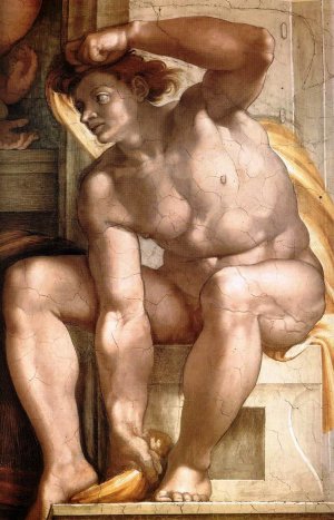 Main Product Photo of Ignudo 12 Painting by Michelangelo