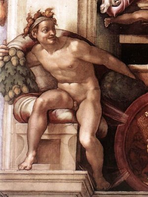 Main Product Photo of Ignudo 14 Painting by Michelangelo