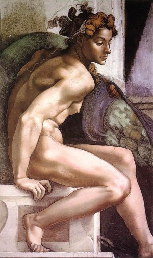Main Product Photo of Ignudo 18 Painting by Michelangelo