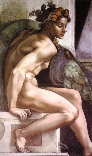 Ignudo 18 by Michelangelo - Hand-Painted Oil Painting Reproduction