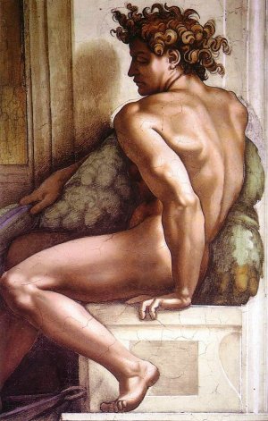Main Product Photo of Ignudo 19 Painting by Michelangelo