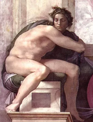 Ignudo 2 by Michelangelo - Hand-Painted Oil Painting Reproduction
