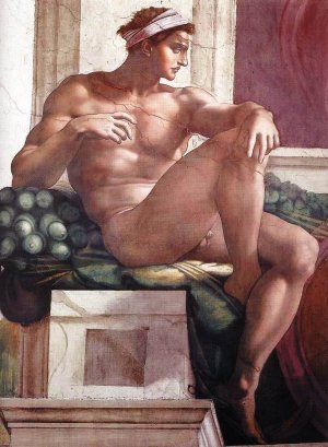 Main Product Photo of Ignudo 3 Painting by Michelangelo