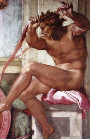 Main Product Photo of Ignudo 5 Painting by Michelangelo
