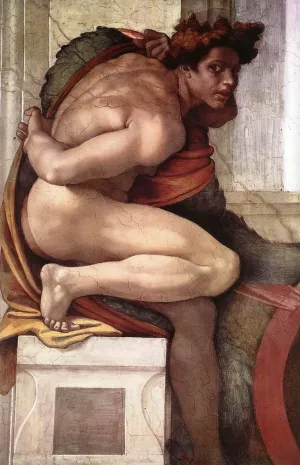 Ignudo 6 by Michelangelo - Hand-Painted Oil Painting Reproduction
