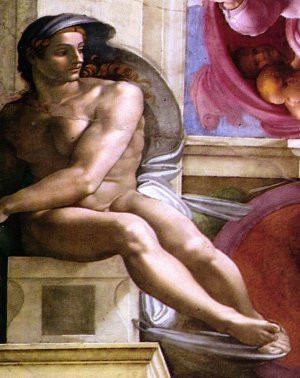 Main Product Photo of Ignudo 7 Painting by Michelangelo