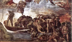 Last Judgment Detail 12 by Michelangelo - Hand-Painted Oil Painting Reproduction