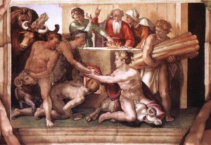 Sacrifice of Noah by Michelangelo Oil Painting Reproduction