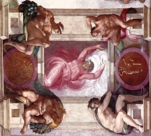 Main Product Photo of Separation of Light from Darkness with Ignudi and Medallions Painting by Michelangelo