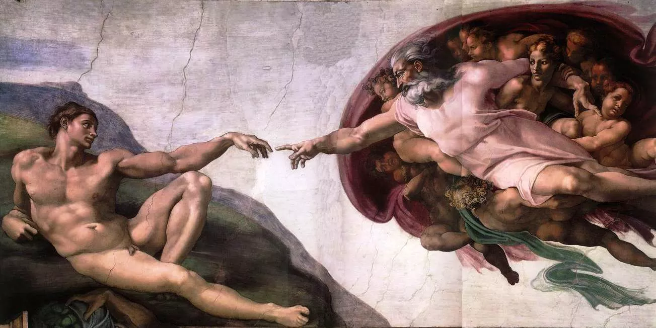 The Creation of Adam by Michelangelo, 1511, fresco in the Sistine Chapel, Vatican