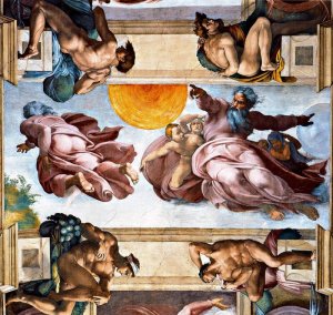Main Product Photo of The Creation of the Planets, and Four Ignudi Painting by Michelangelo