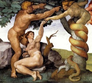 Main Product Photo of The Fall and Expulsion from Garden of Eden Details Painting by Michelangelo