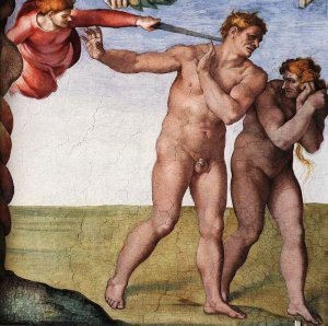 Main Product Photo of The Fall and Expulsion from Garden of Eden Details Painting by Michelangelo