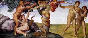 Main Product Photo of The Fall and Expulsion from Garden of Eden Painting by Michelangelo